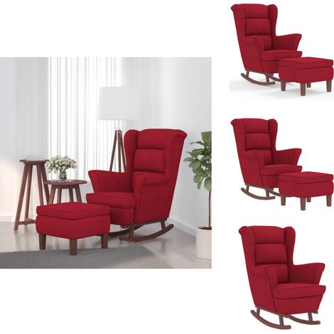 Chaise à bascule avec pieds en bois et tabouret Bordeaux - Chaise À Bascule Avec Tabouret - Chaises À Bascule Avec Tabouret - Fauteuil À Bascule - Chaise De Détente (1/5)