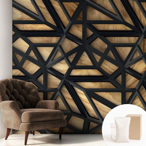 Tapete Vliestapete mit Kleber - Wandgestaltung - Tapete Wohnzimmer - Flur Eingangsbereich Geometrische Verbindung 250x250 cm (1/5)