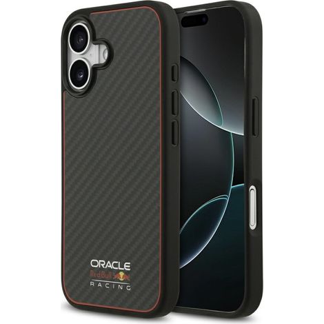 Funda MagSafe mate con logo de Red Bull Kevlar para iPhone 17, color negro. (1/5)