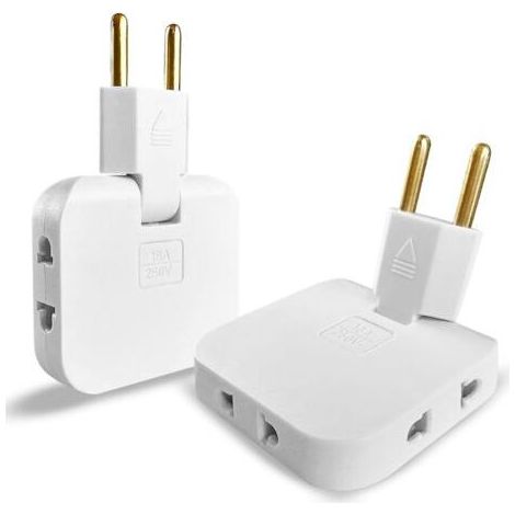 2x Flache Steckdosenleiste mit 3 um 180° schwenkbaren Steckdosen – EU-US-Adapter – 16A/250V – Ultraschlank für beengte Platzverhältnisse (1/5)