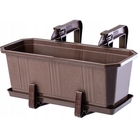 KADAX Pot de Fleur de Balcon + Supports 40cm Marron (1/5)