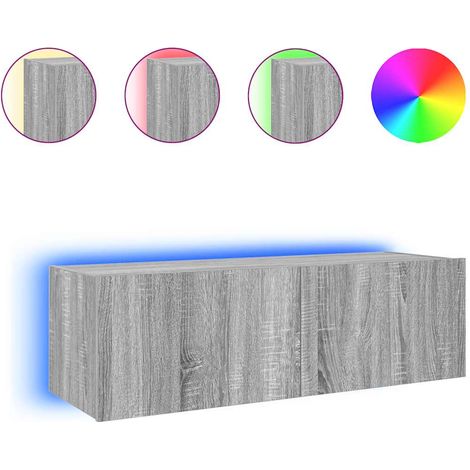 Maison Exclusive - TV-Wandschrank mit LED-Leuchten Grau Sonoma 10 (1/5)