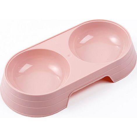 Lot de 2 bols pour animaux de compagnie nouvelle vaisselle pour animaux de compagnie durable couleur unie double bol distributeur de nourriture pour chat (1/5)