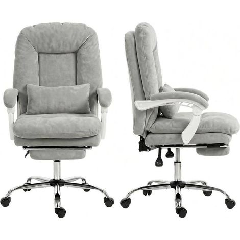 CHICFURN Silla de oficina ergonómica 64x70x108-116 cm terciopelo gris con reposapiés (1/5)