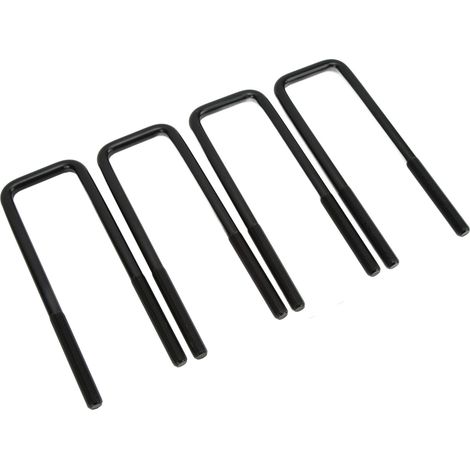 Lot de 4 U-Bolts en acier noir 10 pouces, axe arrière, forme carrée, robustes, remplacement pour Silverado 1500, fixation de suspension lourde (1/5)