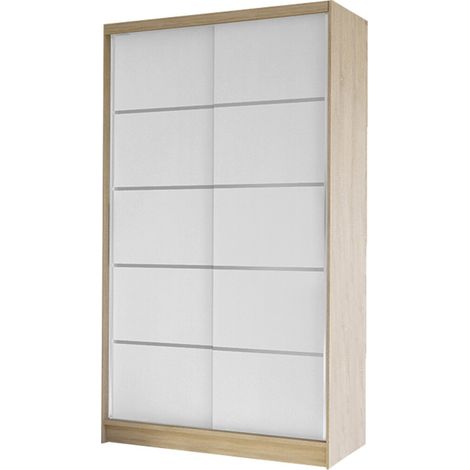 Armario Closico 167, Roble Sonoma + Blanco, 200x100x58cm, Puertas de armario: Correderas, Número de estantes: 4