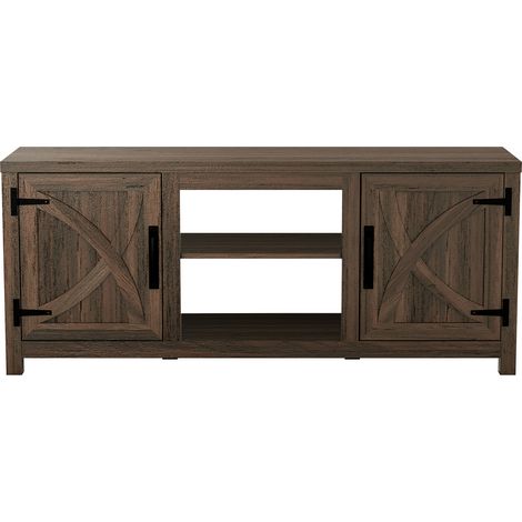Parrot Uncle TV-Lowboard 147 cm, TV-Schrank für Fernseher bis 65 Zoll, mit 2 offenen Fächern und 2 Türen, Stauraum, Braun (1/5)