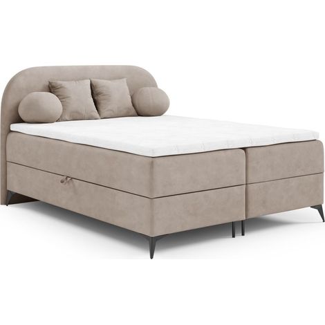 Boxspringbett Schlafzimmerbett GORGIA 140x200cm Stoff Jasmin Beige (1/3)