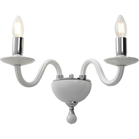 Applique Cristelle en verre blanc fait main, connexion E14 IP20, design classique avec détails en cristal optique - Rossini Illuminazione (1/5)