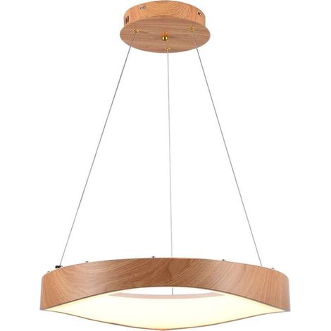 Lámpara colgante LED V-TAC de 25 W, diseño moderno, circular, madera, diámetro 500 x alto 1400 mm, blanco cálido.