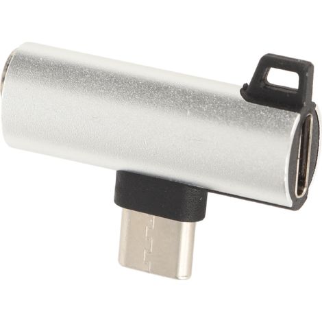USB-C-auf-3,5-mm-Klinken-Kopfhörer-Ladeadapter, 2-in-1, Hi-Fi-Audio mit PD-Schnellladefunktion (Silber) (1/5)