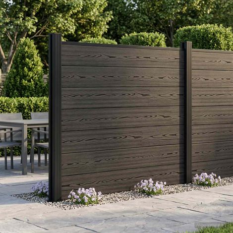 vidaXL Panneau de clôture WPC et Aluminium Noir (1/5)