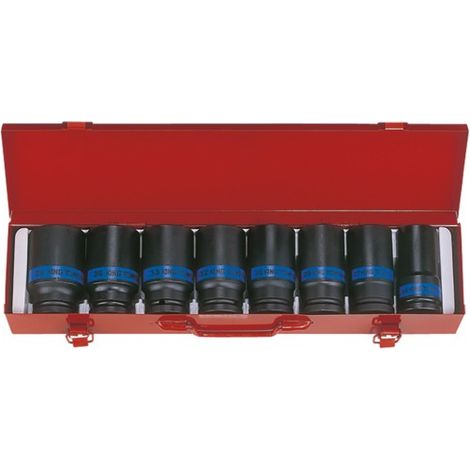 KING TONY - Coffret de 8 douilles longues à choc 3/4"