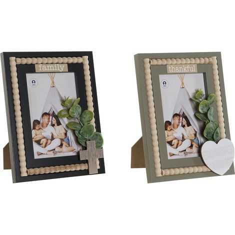 Cadre Photo Noir Vert Naturel Bois MDF Scandinave 16 x 2 x 21 cm 2 unités
