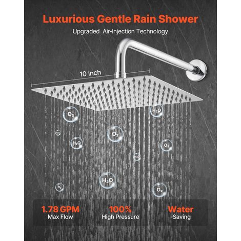 Ensemble de Robinetterie de Douche Encastrable, Système de Douche de Pluie avec Pommeau de Tête Carré 25,4 cm, Douchette à Main et… (1/5)