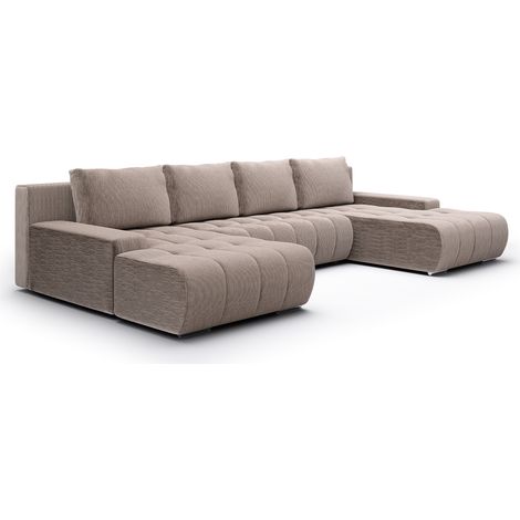 U-Sofa 5-sitzig umbaubar Truhe Jonas Cord Taupe