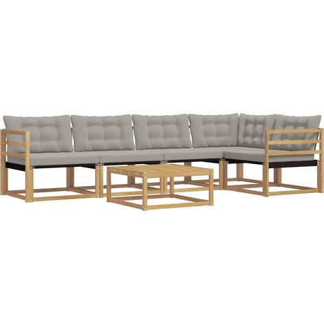 Outdoor Sofa Set 6 pcs White and Light Grey vidaXL (1/5)