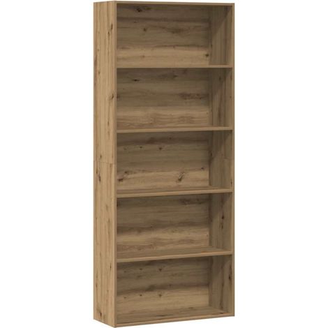 Vidaxl – Bibliothèque chêne artisanal 80x30x189 cm – 5 étagères – Bois d'ingénierie résistant à l'humidité – Design épuré pour rangement optimal (1/6)