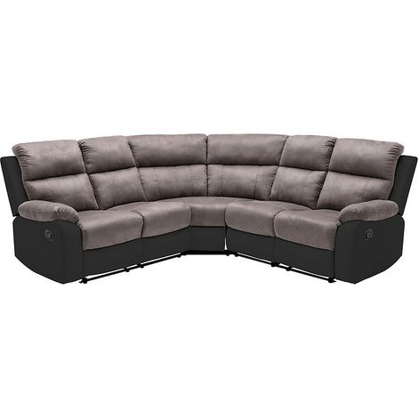Divano angolare relax in Microfibra e Similpelle Grigio e Nero - TOLZANO (1/4)