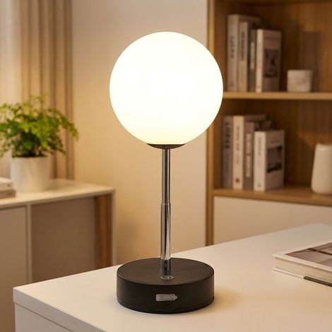 Lampada da tavolo Lampada da tavolo Lampada da soggiorno Touch dimmer Acciaio inox nero H 28 cm (1/5)