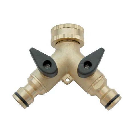 PRESA A RUBINETTO OTTONE 2 INNESTI RAPIDI STARS  3/4F