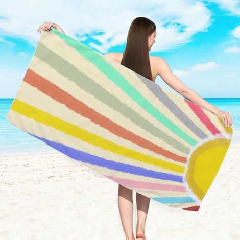 Serviette Plage - Microfibre 250 g/m² - 180 x 90 cm - Anti-Sable Séchage Rapide - 1 Pièce (1/4)