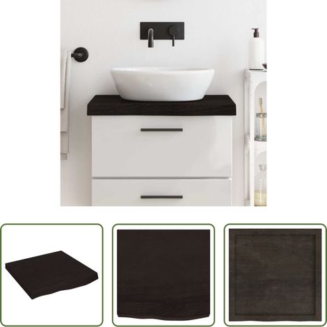vidaXL Plan de travail en bois - Comptoir de salle de bain marron foncé bois massif traité (1/5)
