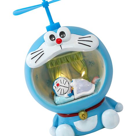 Batterie enthalten. Geschenk zum Kindertag: Doraemon-Nachtlicht aus Kunstharz, Doraemon-Spardose, Geschenk für Schüler, blaues Modell in Schlafposition. (1/5)