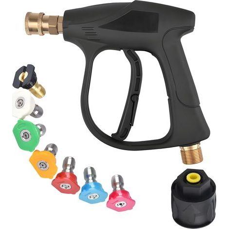 Pistola ad alta pressione, ugello corto 4350 psi, con connettore per tubo M22 da 14 mm e attacco rapido 1/4, con 7 ugelli d'acqua per lavaggio auto e pulizia terrazza (1/4)