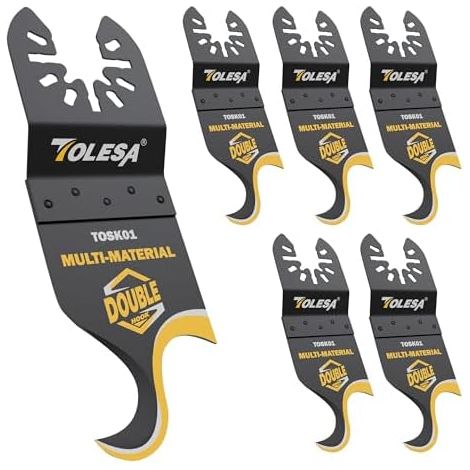 Lot de 5 lames scie oscillantes pour outils multifonctions couper des matériaux souples, bardeaux toiture, tapis sol en PVC, du carton - (1/5)