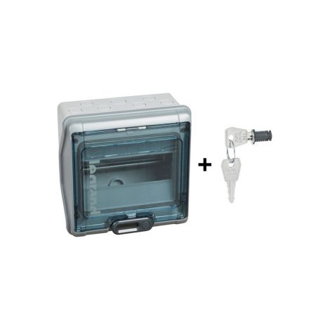 Legrand - Plexou00b3 - Coffret u00e9tanche + Serrure - 8 Modules - IP65/IK09 - Ref. : 001908+001966 (1/2)