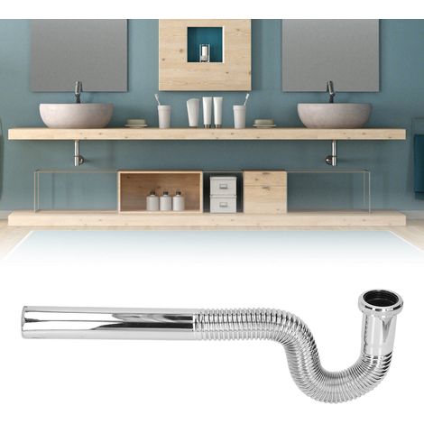 Couvercle de bonde de lavabo flexible et réglable en laiton ondulé, anti-odeurs, avec déflecteur anti-odeurs, filetage impérial G 1-1/4'', entrée. (1/5)