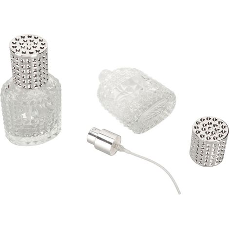 Flacon pulvérisateur parfum 30ml x2, verre épais transparent motif losange, rechargeable vide, atomiseur voyage réutilisable (1/5)