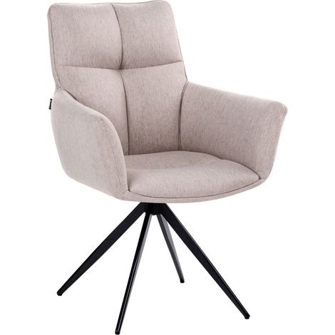 Esszimmerstuhl drehbar CORBIE Stoff Beige (1/5)
