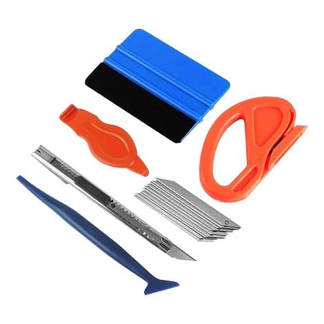 Sollbry Kit d'outils d'enveloppe de Vinyle de Voiture Outils de Film de fenêtre Comprenant Une raclette en Feutre, Un Coupe-Bordures, Une Mini raclette d'angle (1/5)