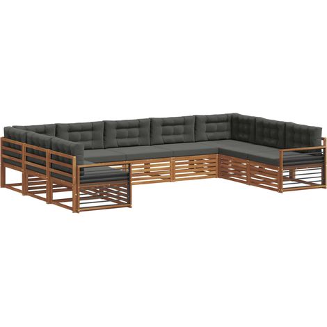 Set di divani da esterno 9 pz Naturale e Antracite vidaXL (1/5)