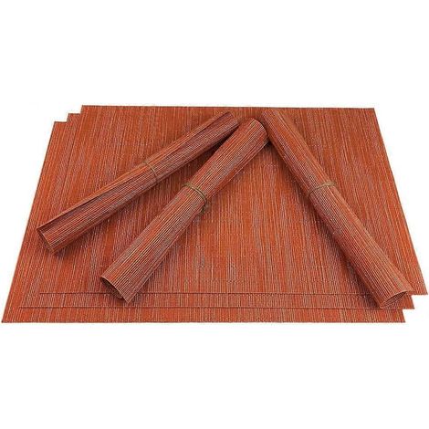 Set de 6 sets de table pour salle à manger, résistants à la chaleur et lavables, en vinyle tissé, faciles à nettoyer, orange. (1/4)