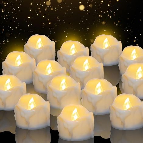 Lot de 14 bougies chauffeplat LED vacillantes idéales pour Halloween, Noël, l'automne et l'hiver, les mariages Diamètre : 3,6 cm Hauteur : 3,2 cm (1/5)