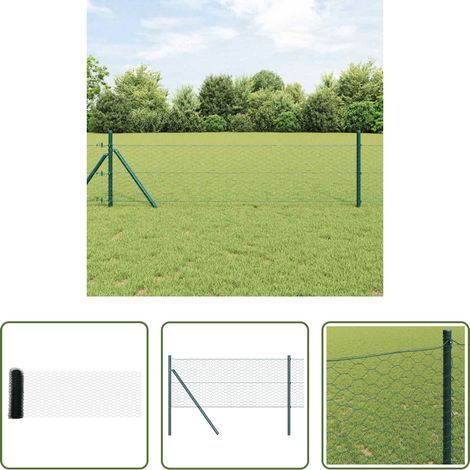vidaXL Terrassenzaun -  Hexagonzaun Grün 0,4 x 25 m PVC (1/5)