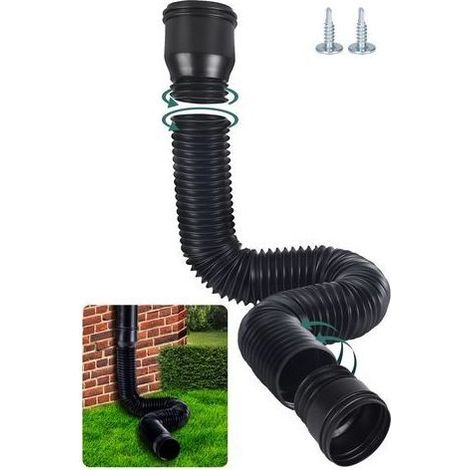 Rallonge flexible pour caniveau – longueur télescopique de 47 à 150 cm – adaptateur 80/100 mm – en polyéthylène épais – haute résistance aux intempéries (1/5)