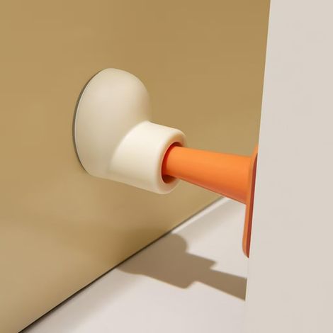 1 butée de porte mignonne en forme de botte - Protection murale et accessoire de décoration orange (1/5)