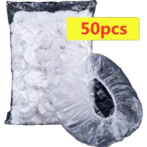 Tapas desechables para recipientes de alimentos, ajuste flexible, 50 unidades transparentes (1/2)