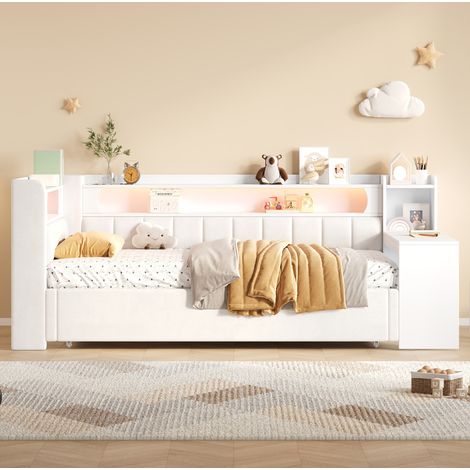 Lit double en velours noir avec tête de lit, sommier à lattes et 2 tiroirs – 160 × 200 cm - CHICFURN (1/5)