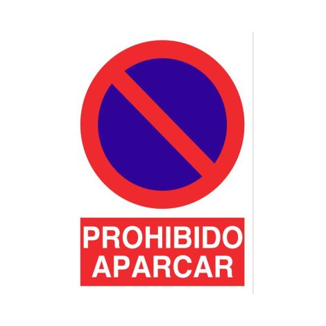 Señal de Prohibido aparcar (texto y pictograma)                                                   Poliestireno       297X210