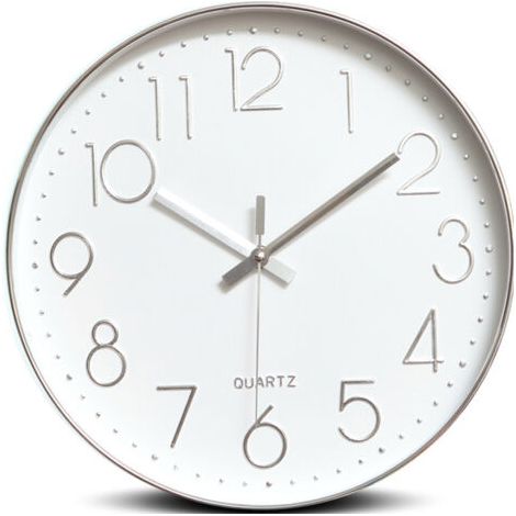 BUNTHAUS Horloge murale minimaliste (argenté), 30CM (12 pouces) Horloge murale moderne et silencieuse, mouvement à quartz silencieux (1/5)