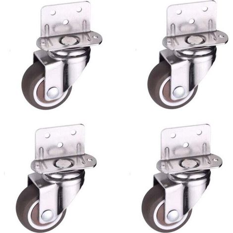 Set mit 4 kleinen 25-mm-Lenkrollen für Möbel, L-förmige Rollen für Kinderbetten, Kleiderschränke, Möbel, Tische, Tragkraft: 11 kg pro Rolle