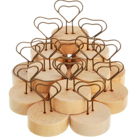 Support Photo En Bois - Porte-Carte De Table Forme Coeur En Fer - Pour Décoration De Fête Mariage Anniversaire Noël - Lot De 15 (1/5)