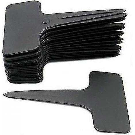 100 étiquettes noires en plastique de type T pour plantes, compatibles avec le marquage des godets, résistantes aux intempéries. (1/5)