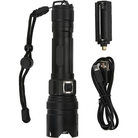 P50 LED-Taschenlampe, USB-aufladbar, Zoom, 5 Leuchtmodi für Outdoor-Camping (1/5)