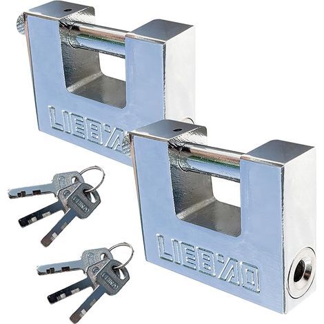 Lot de 2 cadenas de sécurité robustes de 60 mm en acier inoxydable avec clés, cylindre anti-perçage pour conteneurs, portails, abris de jardin, entrepôts (1/5)